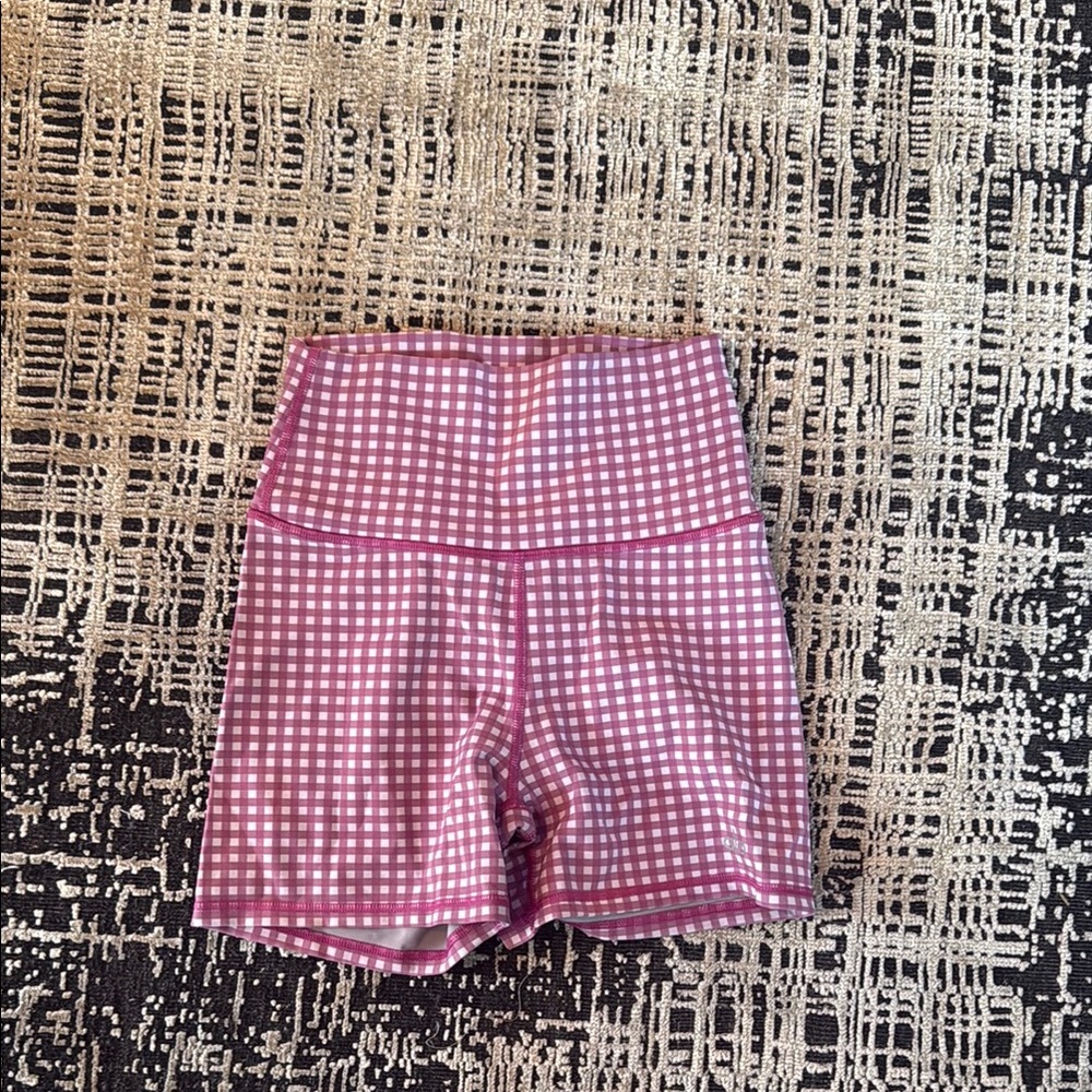 Women's alo  Pink Checkered Shorts